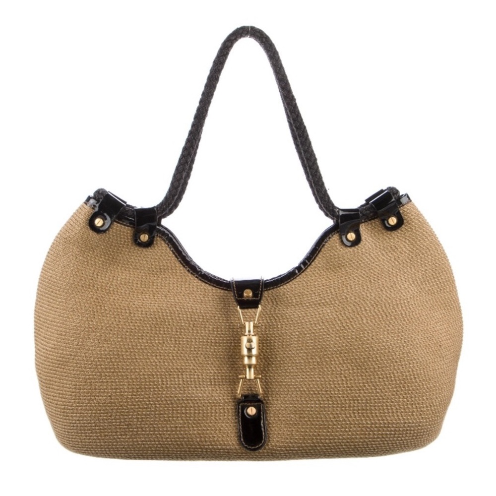 Eric Javits Woven Tan Tote with Black Accents